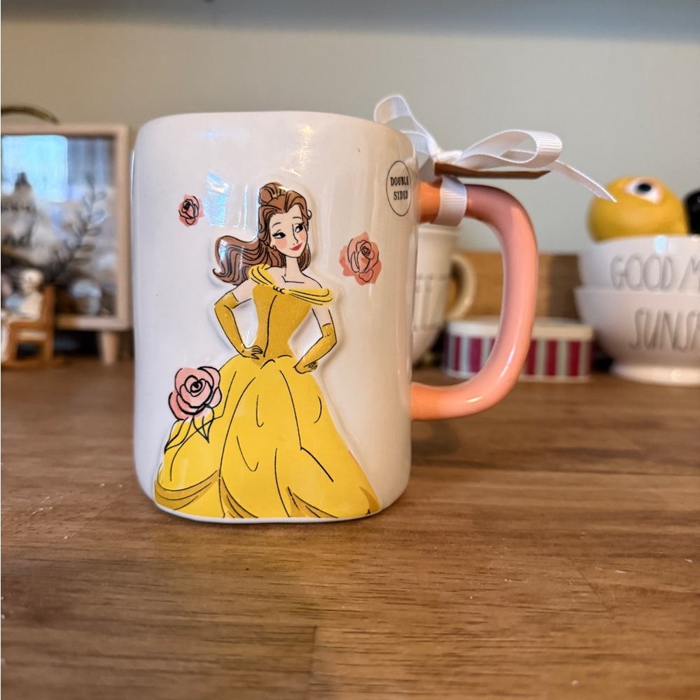 Firm Price on Rae Dunn 
Disney Belle Mug with Yellow and Coral Accents